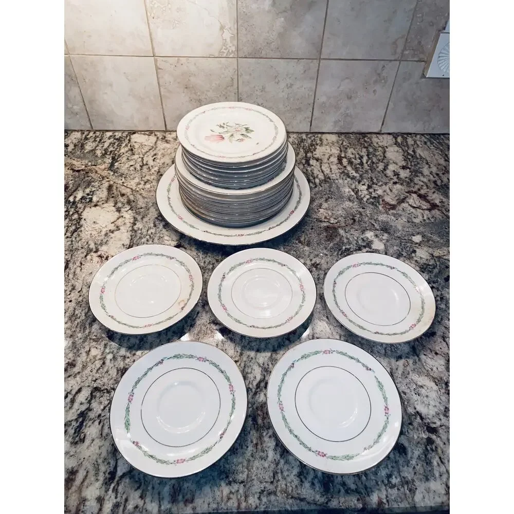 20 Theodore Haviland China New York Garden Flower Dinner Plates Lot Set Vintage